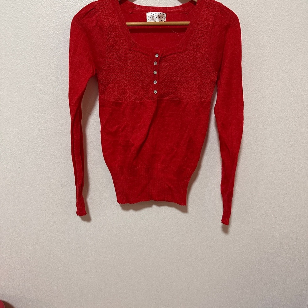 Elegant Red Button Down Women's Sweater